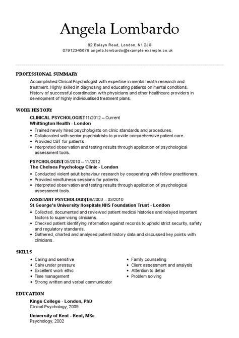 Cv Template Psychology