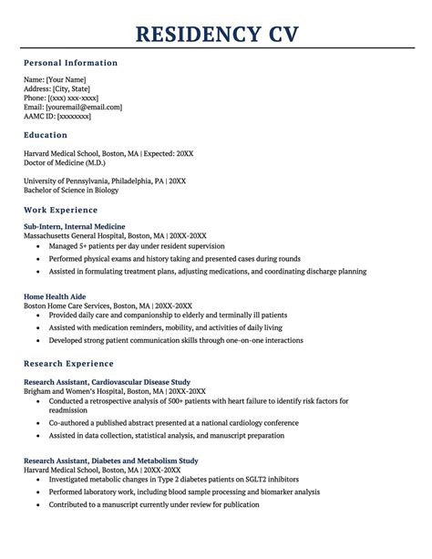 Cv Template Residency
