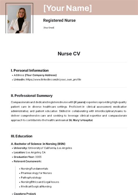 Cv Templates For Nurses