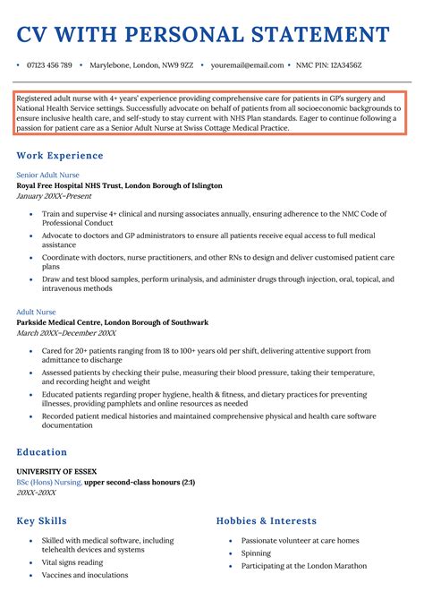Cv Templates Personal Statement Examples