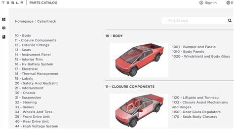 Cybertruck Parts Catalog