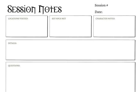 D&d Session Notes Template