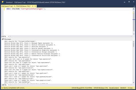 DBCC CHECKDB Command