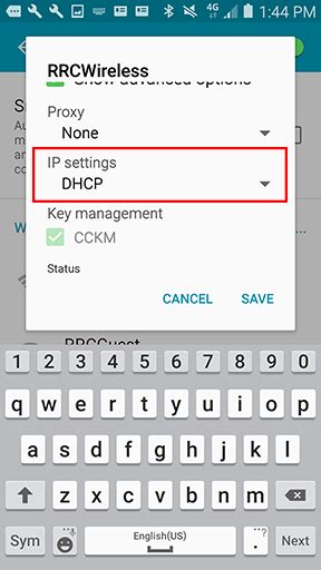 DHCP settings Android