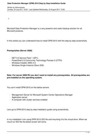 DPM Application Protection Troubleshooting Guide