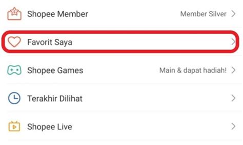 Daftar Favorit Shopee