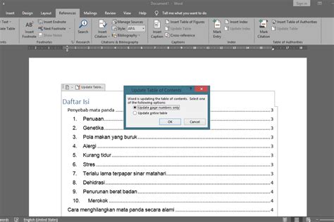 Daftar Isi Word