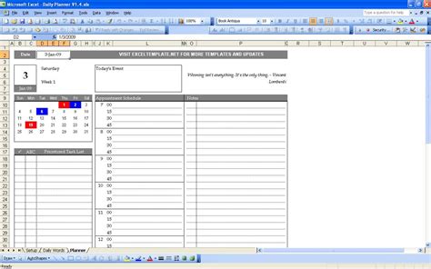 Daily Agenda Template Excel