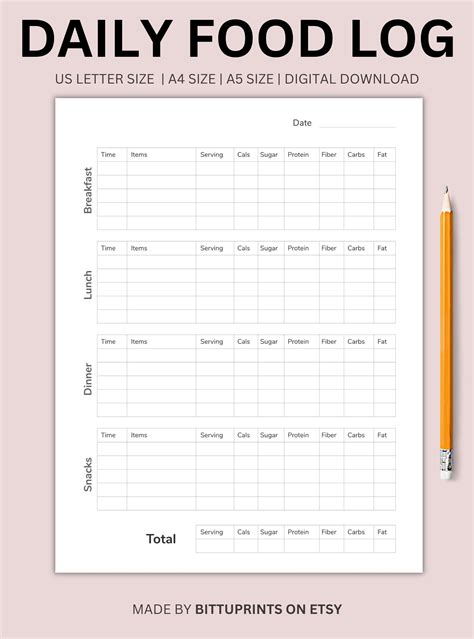 Daily Food Log Printable