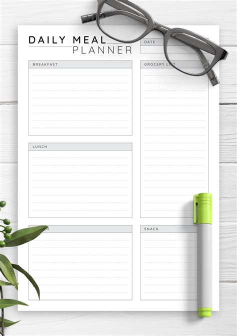 Daily Meal Planner Template
