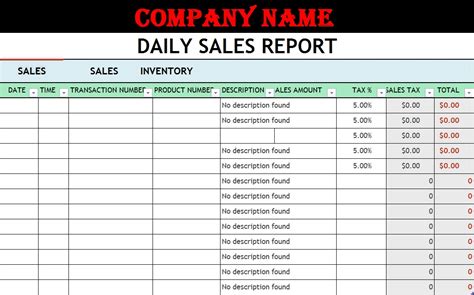 Daily Sales Report Template Excel