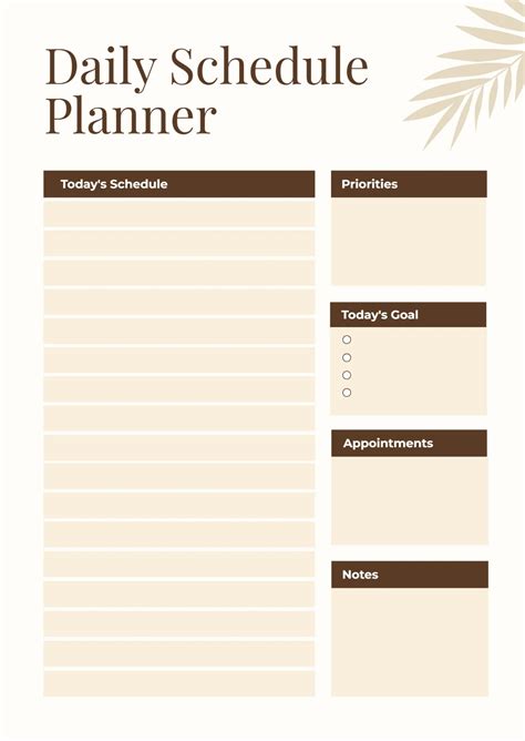 Daily Schedule Planner Template