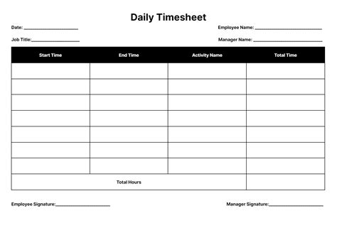 Daily Time Sheet Template