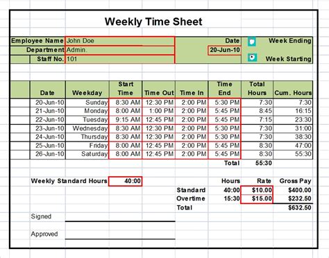 Daily Timesheet Excel Template