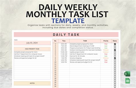 Daily Weekly Monthly To Do List Template