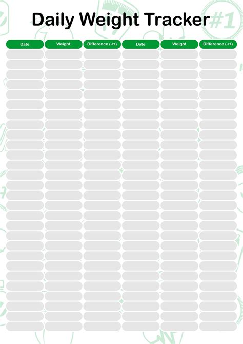 Daily Weight Log Printable For The Year