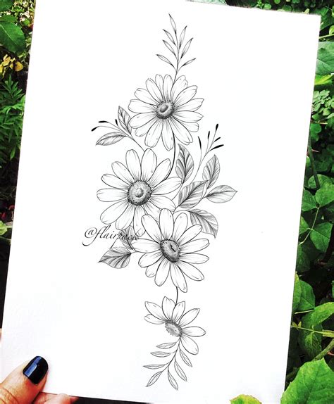 Daisy Tattoo Template