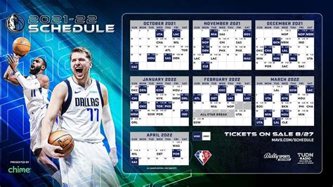 Dallas Mavericks Printable Schedule