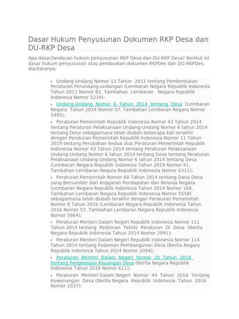 Dasar Hukum RKP Desa