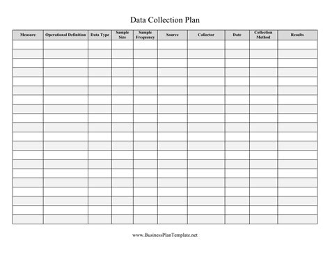 Data Collection Sheet Template