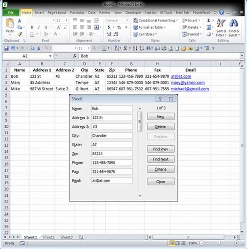 Data Entry Form Excel
