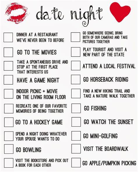 Date Night Ideas Free Printables