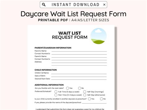 Daycare Waiting List Template