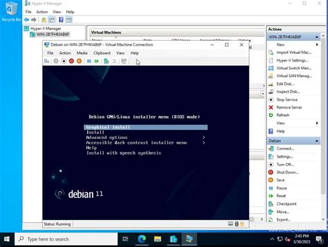 Debian boot screen Hyper-V