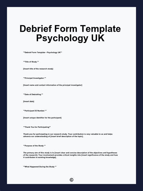 Debrief Template Psychology