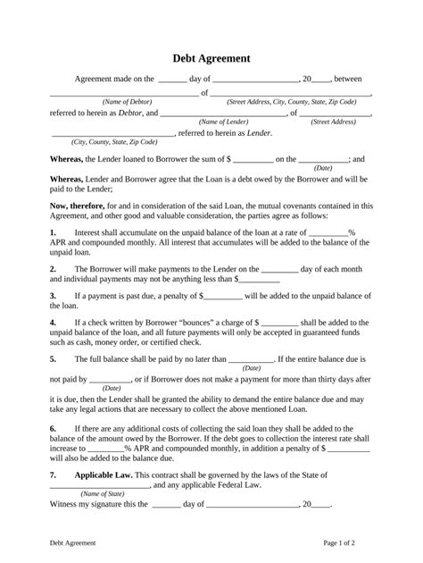 Debt Contract Template