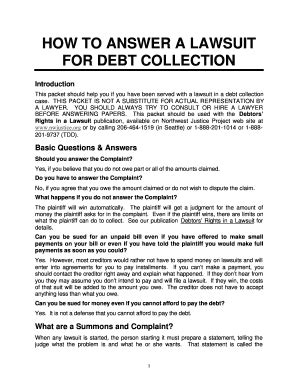 Debt Lawsuit Answer Template