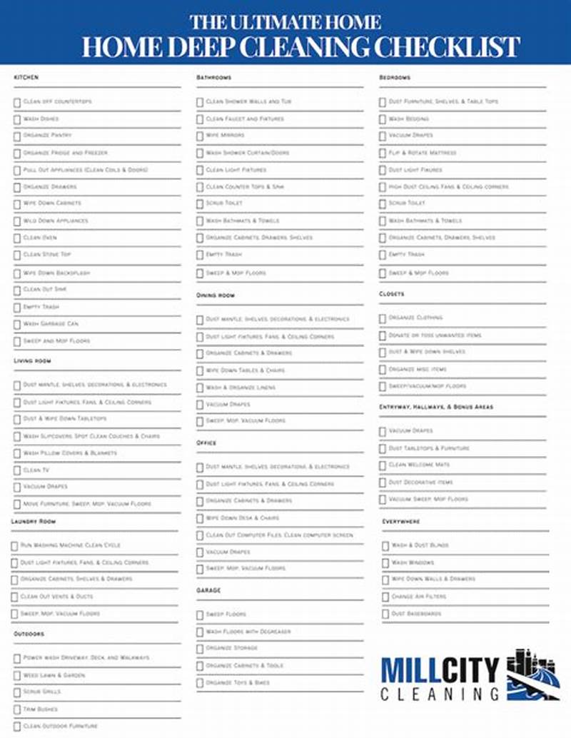 Deep Clean Checklist Printable