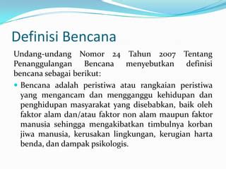 Definisi Bencana Menurut Undang-Undang