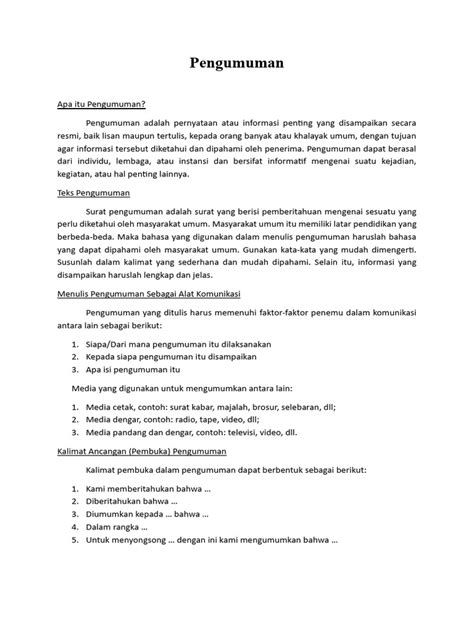 Definisi Pengumuman