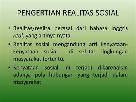 Definisi Realitas Sosial