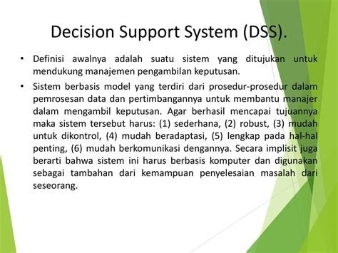 Definisi Sederhana DSS
