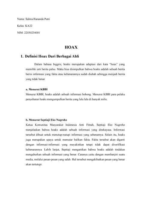 Definisi Singkat Hoax