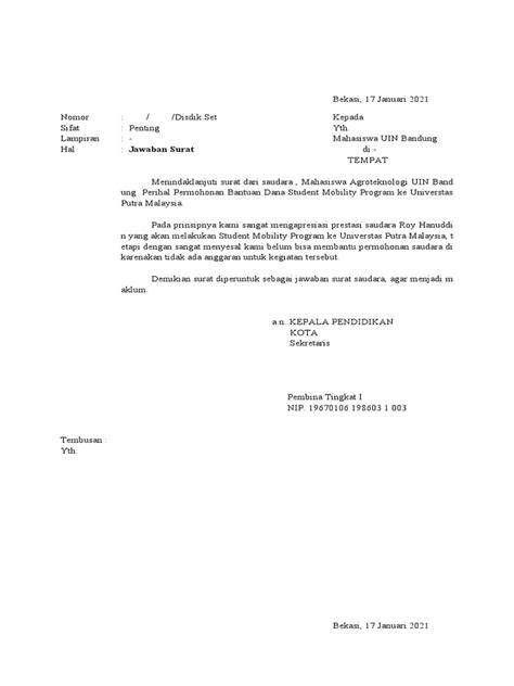 Definisi Surat Jawaban Resmi