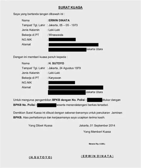 Definisi Surat Kuasa