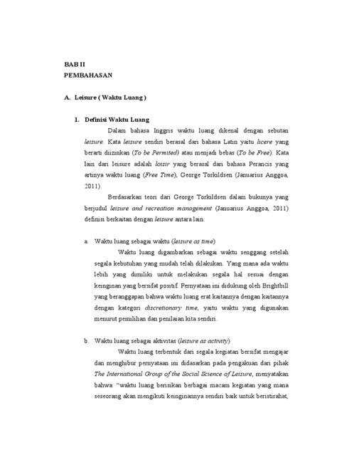 Definisi Waktu Luang