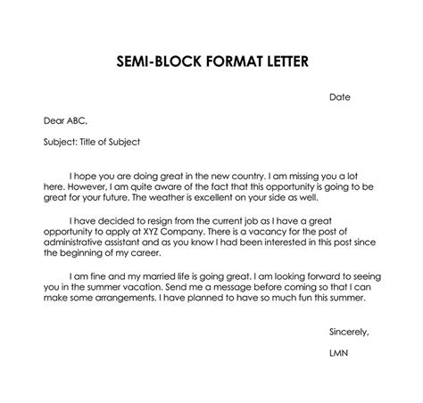 Definition of Semi Block Style Letter
