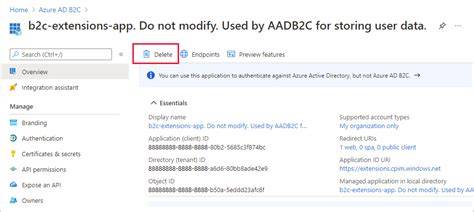 Delete Application in Azure AD B2C