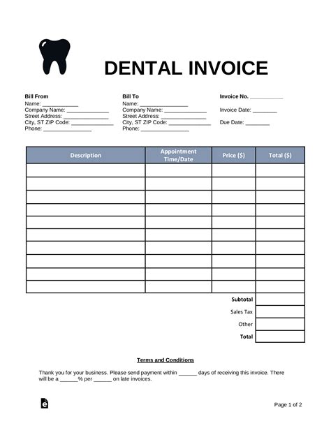 Dentist Invoice Template