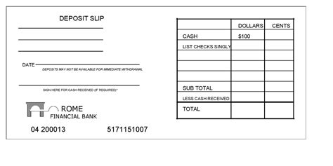 Deposit Slips Template