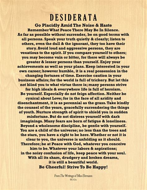 Desiderata Printable Text