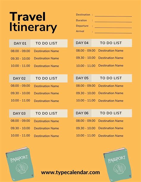 Detailed Itinerary Template