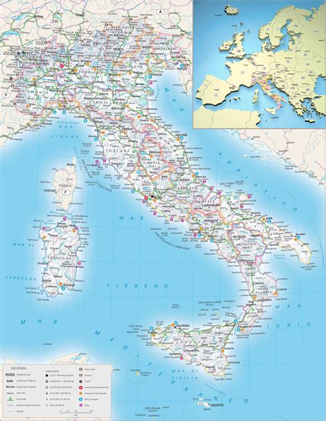 Detailed Map Of Italy Printable