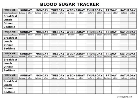 Diabetes Log Sheet Free Printable