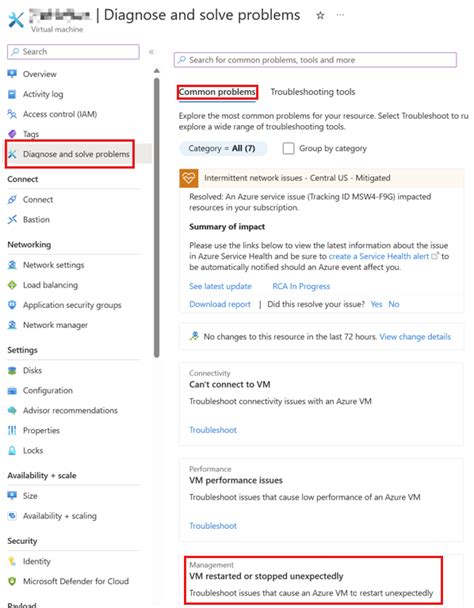 Diagnose and Solve Problems VM