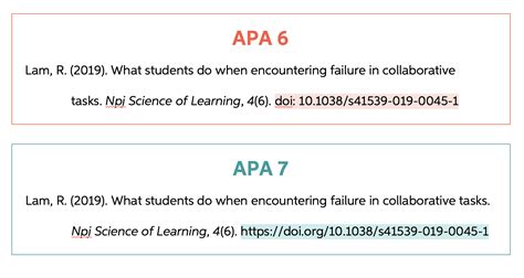 Difference between APA 6 and 7